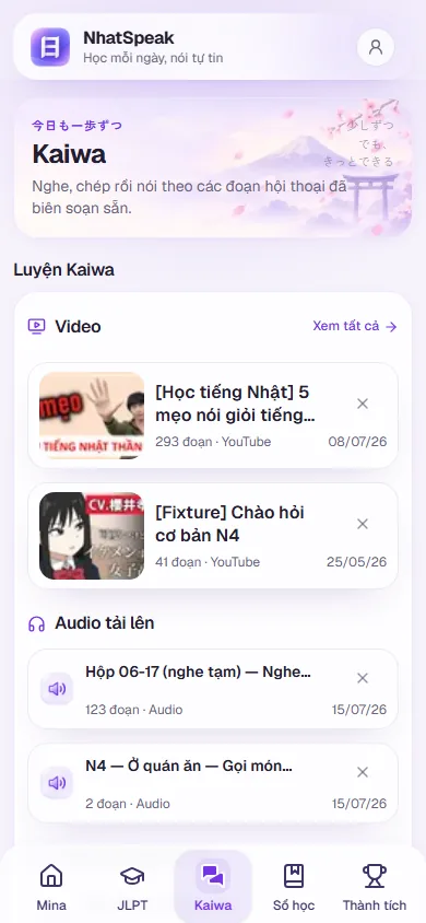 Kaiwa: video và audio luyện nói theo đoạn hội thoại